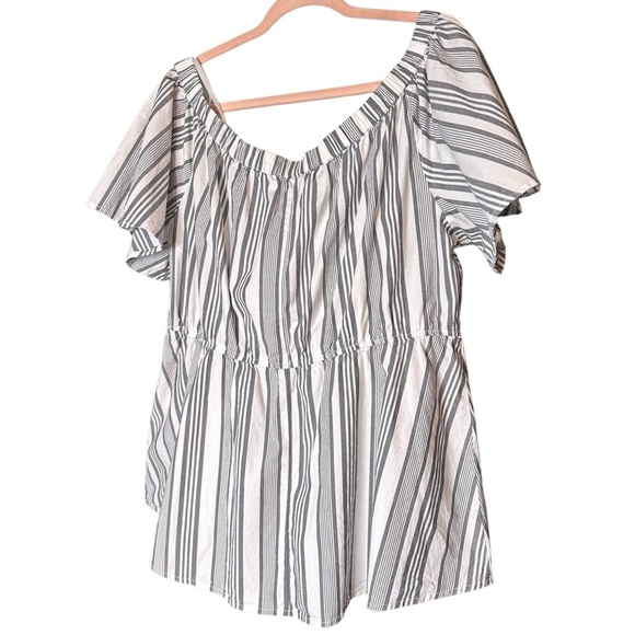 5 for $40 SALE! Lane Bryant Off The Shoulder Gray White  Cinched Waist Tunic 16 - Picture 3 of 9